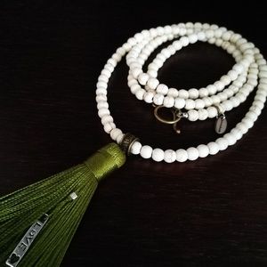 Handmade: long gemstone necklace with tassel
